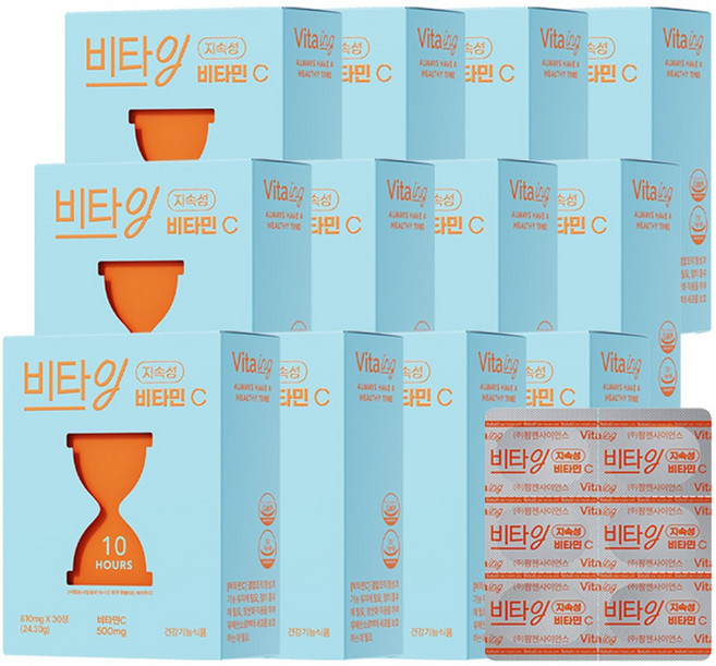 비타잉 지속성 비타민C 10시간 지속 메가도스 천연비타민 수험생 직장인 부모님 영양제 솔루티, 30정, 12개