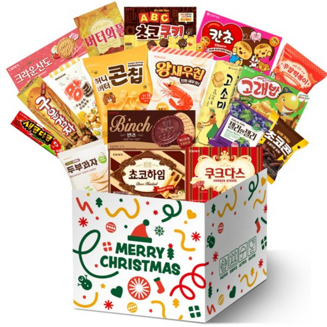 메리 크리스마스 해피뉴이얼 인기스낵 과자선물세트, 1세트, 18p