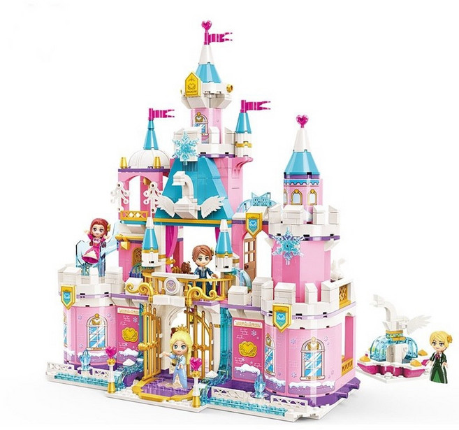 10살 장난감 7살 여자아이 선물 미니 블럭 엘사 6세 여아 장난감 겨울왕국 공주 장난감 레고 초등 6살 7살 8살, 엘리공주 스완궁전, 1개
