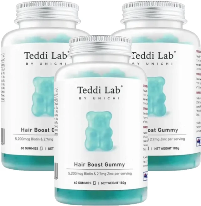 유니치 테디 랩 헤어 부스트 구미 프로, 3개, 60정 - 쿠팡