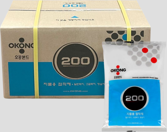 오공 200 지물용 종이 접착제 벽지본드 도배풀 800g 박스(20개), 단품
