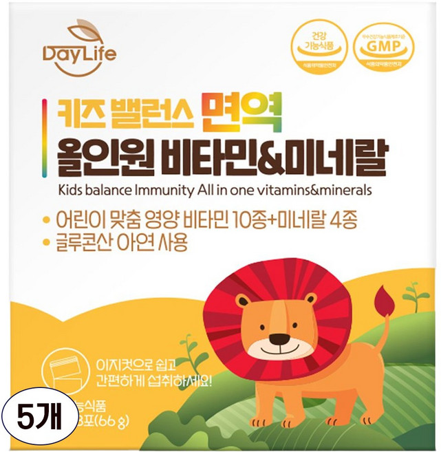 데이라이프 키즈 밸런스 면역 올인원 비타민&미네랄, 66g, 5개