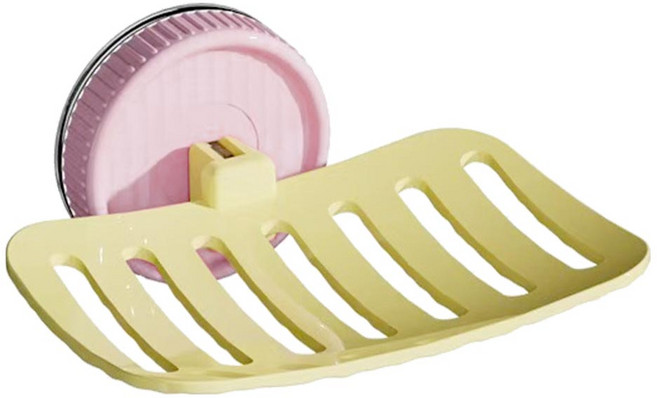 깔끔더하기 흡착 비누 받침대 물빠짐 비누거치대, 핑크, 1개