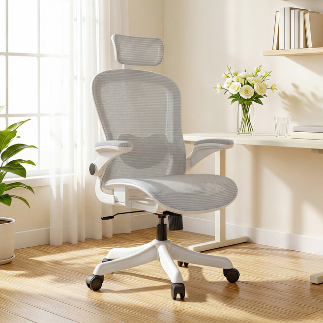 Kipnos 의자 컴퓨터의자 책상의자 사무용의자 학생 사무실의자 공부의자 사무실 회의실 독서실 사무용 컴퓨터 의자 푹신한 메쉬 의자, 화이트