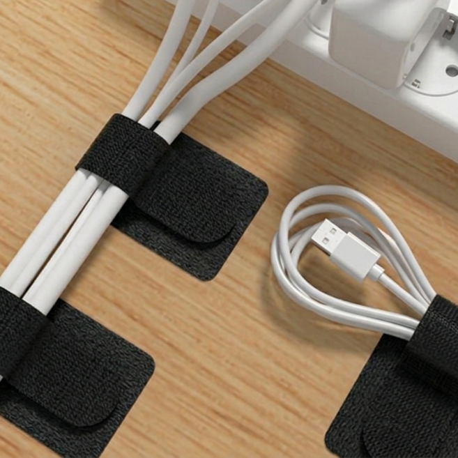 BLUNIZ 선정리용 3M 접착식 벨크로 케이블 타이 30P, 블랙, 1세트