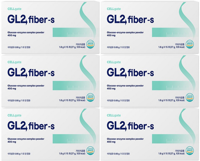 셀게이트 지엘2화이버 S 당효소복합물 난소화성 식이섬유 분말스틱 15p, 27g, 6개