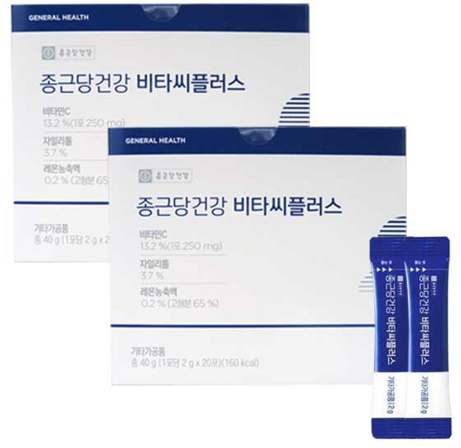 종근당건강 비타씨플러스 2g X 20포/비타민C/자일리톨/레몬농축액, 2개