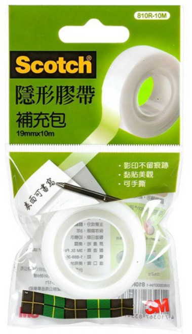 3M 810R隱形膠帶補充包(多款) 隱形膠帶 可書寫膠帶 辦公室膠帶 透明膠帶 補充包, 810R-10M
