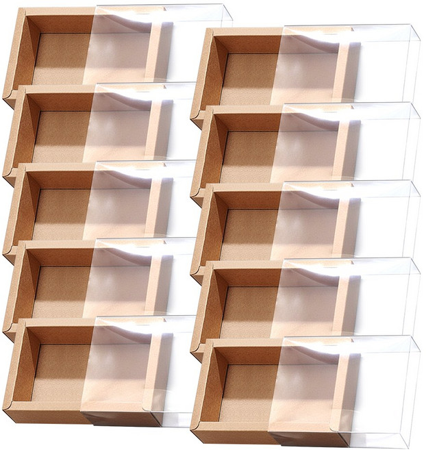 링비츠 슬라이드 슬리브 선물포장 박스 답례품 구디백 상자, 10개, 크라프트 투명