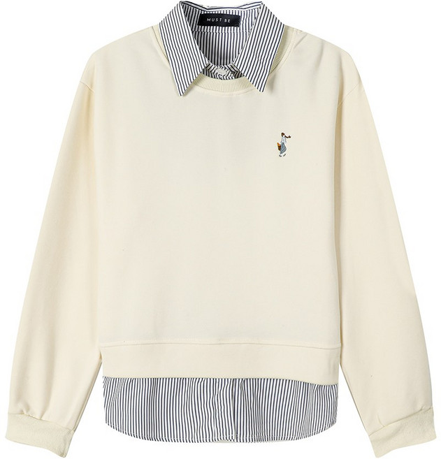 여성 셔츠 레이어드 자수 맨투맨