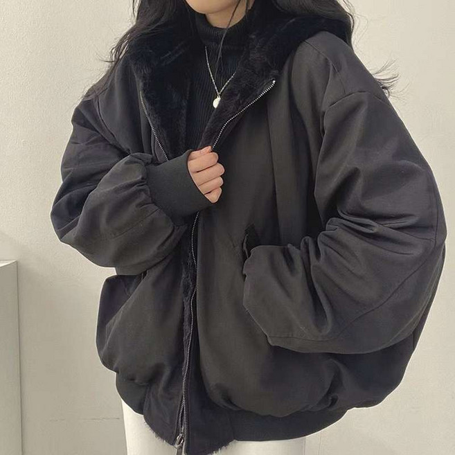 더벨러리 여성 리버시블 퍼 점퍼 BKJ4521 양면 양털