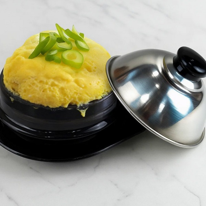 국내산 폭탄 계란찜기 스텐뚜껑+뚝배기+받침 (3-4인용 폭탄계란찜), 1개, 14cm