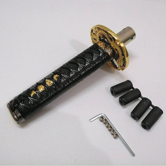 레버확장 차량 스틱 헤드 사무라이 기어봉 교체, F. 올 블랙 쇼트 라운드 20CM