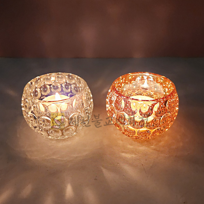 8시간티라이트초촛대-골프공 크리스탈촛대 8시간초, 노란색, 1개