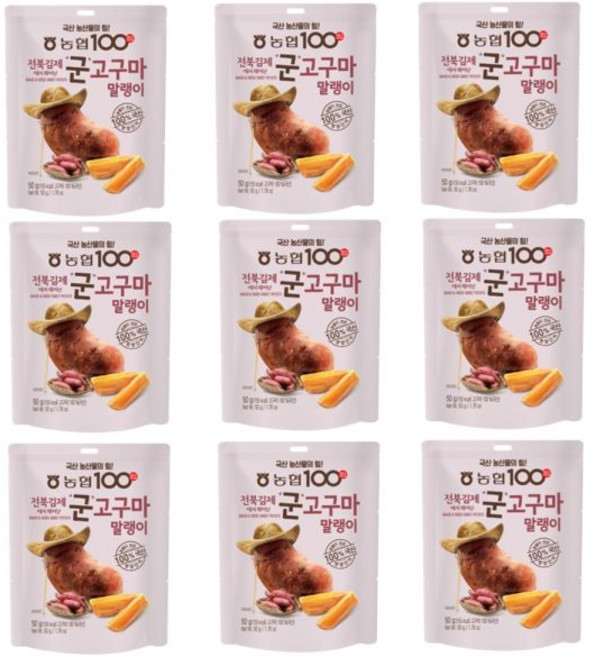 농협 아름찬 전북김제 군고구마말랭이 50gx9 간편간식, 50g, 9개