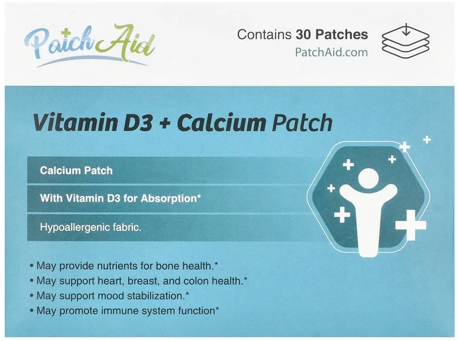 PatchAid 패치에이드 비타민D3 칼슘 30 패치 영양제, PatchAid , Vitamin D3 + Calciu, 1개, 30정 - 쿠팡