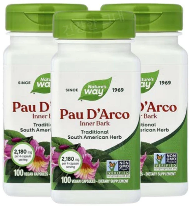 네이처스웨이 포다르코 타히보 타이보 2180mg 100캡슐 3개 타베트리 PauDArco, 100정 - 쿠팡