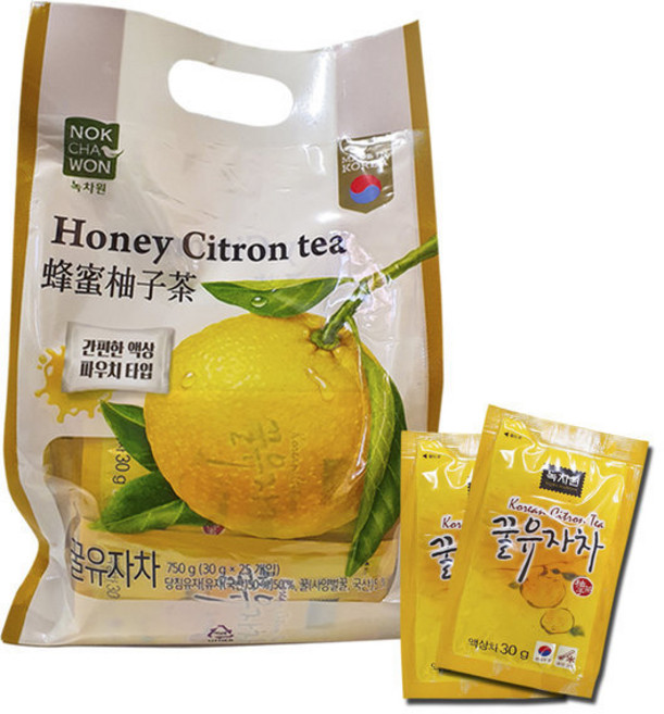 녹차원 꿀유자차 파우치, 1개입, 25개, 30g