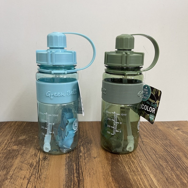GREEN BELL 馬卡龍止滑彈跳運動水壺 600/1000/1500/2000ml, 1個