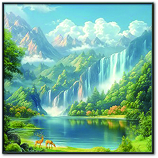 밤하늘 아래 폭포 LED그림 액자 캔버스라이트 뷰, B, 폭포C