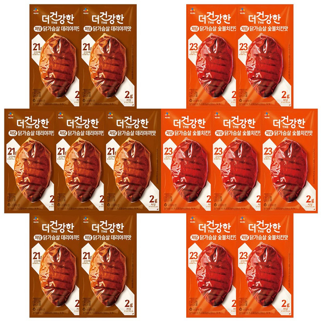 CJ 더건강한 저당 닭가슴살 숯불치킨맛 + 데리야끼맛, 7세트, 120g