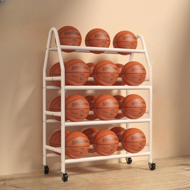 공보관함 볼 캐리어 농구공 축구공 볼 카트 정리대, A형 4단 화이트 82x35x112, 1개
