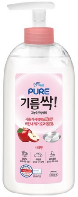 퓨어주방세제 기름싹제거 700ml용기 사과