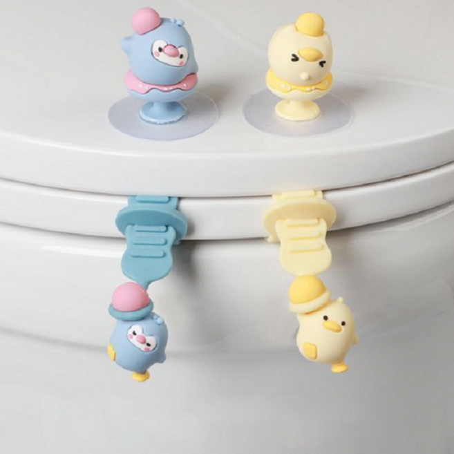 변기 뚜껑 손잡이 변기커버 위생 손잡이, 옐로우세트+블루세트