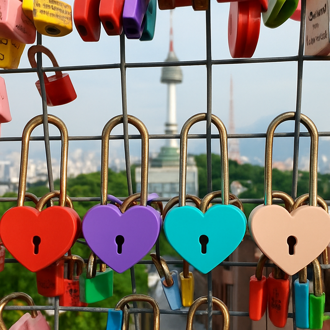 남산타워 사랑의 하트 자물쇠 사랑 러브 기념일 징표 커플 열쇠 프로포즈 선물, 1개, 바이올렛