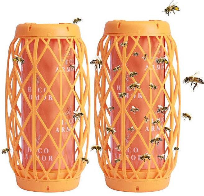 Wasp Traps 야외 행잉 오렌지 재킷 트랩용 꿀벌 트랩 포수 끈적한 파리 벌레 곤충 억제 킬러 2팩, Wasp Traps 야외 행잉, 오렌지 재킷 트랩용 꿀