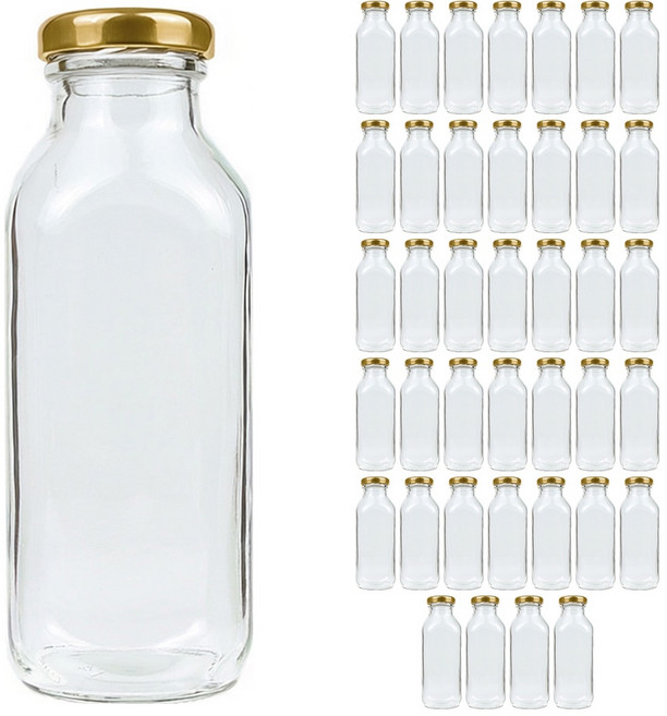 공병상회 사각음료 유리병 시리즈 + 러그캡/골드, 40개, 300ml