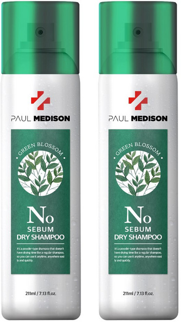 폴메디슨 시그니처 노세범 드라이 샴푸 그린블라썸향, 2개, 211ml