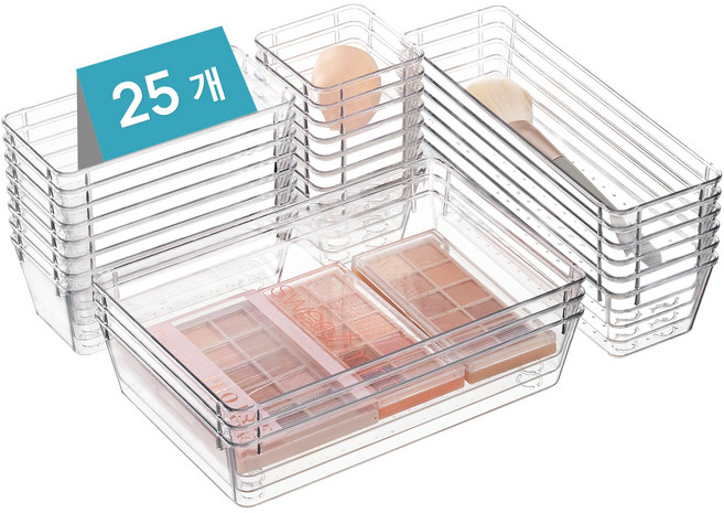 Vtopmart 조립식 다용도 서랍 정리 트레이 수납함 25p, 1세트, 투명