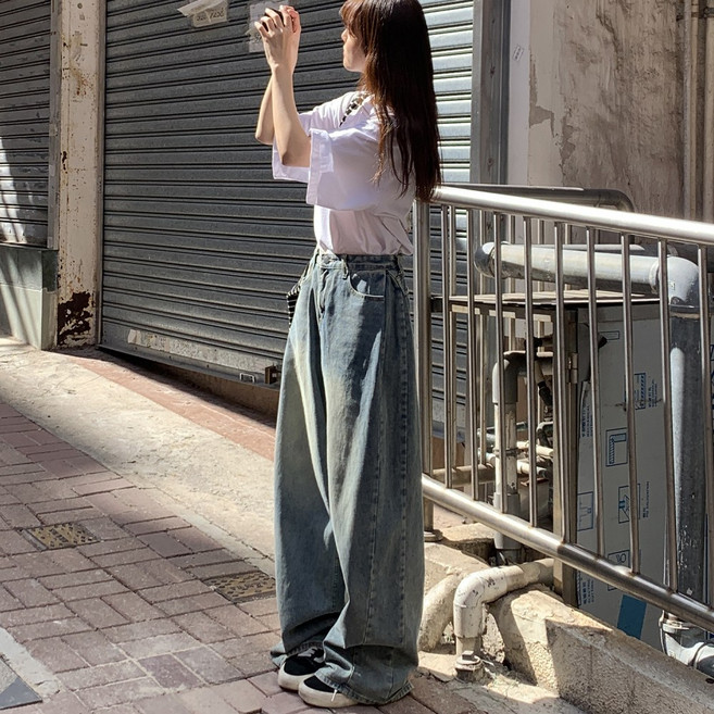 큐니티 롱/숏 벌룬 빈티지 워싱 와이드 데님 청바지 4color 벌룬핏 팬츠