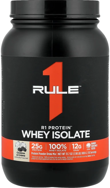 Rule One Proteins R1 Protein™ Whey Isolate Cookies & Creme 1.98 lb (900 g), 898 g, 1개, 900g - 쿠팡