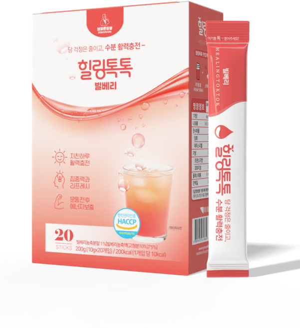 수분충전음료 힐링톡톡 빌베리 건강한 이온음료 전해질음료, 1박스, 200g