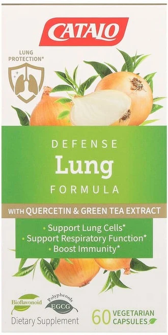CATALO 퀘르세틴 및 녹차 추출물 함유 디펜스 폐 포뮬라 베지 캡슐 60정 CAT-02866, 1개 - 쿠팡