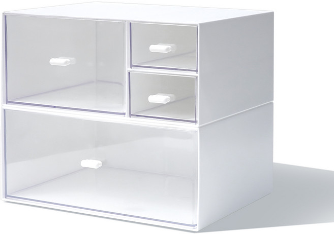 쥬롬 데스크 오거나이저 2단 책상 서랍 소품 정리 보관 수납함, 1세트