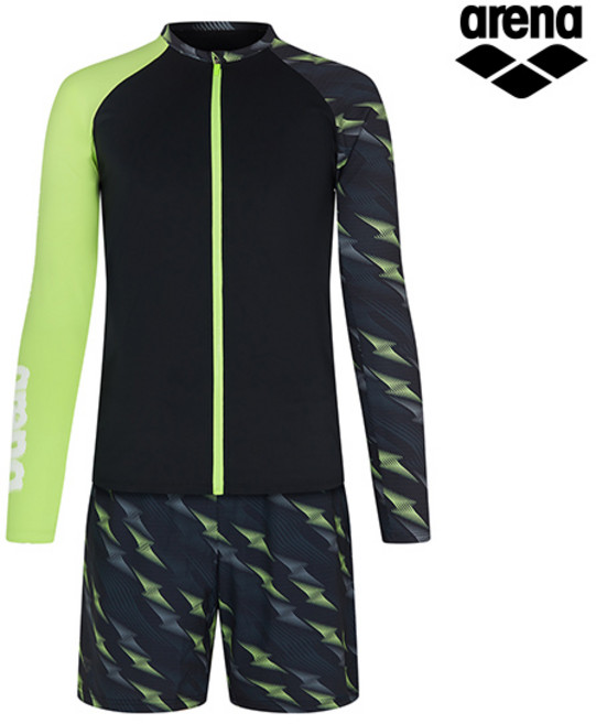 9위 - 아레나 [동아쇼핑점] 인피니트 레저 짚업 래쉬가드 세트 A3BM1PC51 BLK