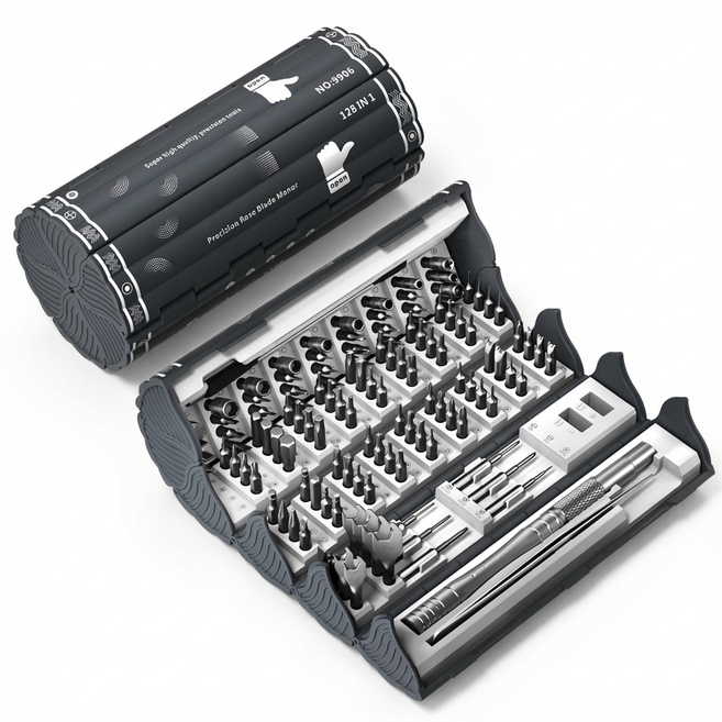 메트리콘 128in1 책롤형 정밀 드라이버 세트, 1개