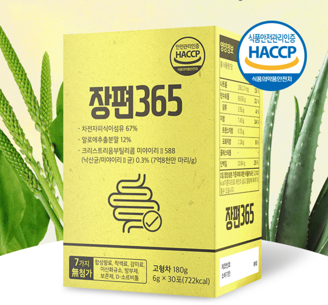장편365 차전자피 식이섬유 알로에 추출분말 낙산균 곡물효소 6g x 30포, 3개, 180g