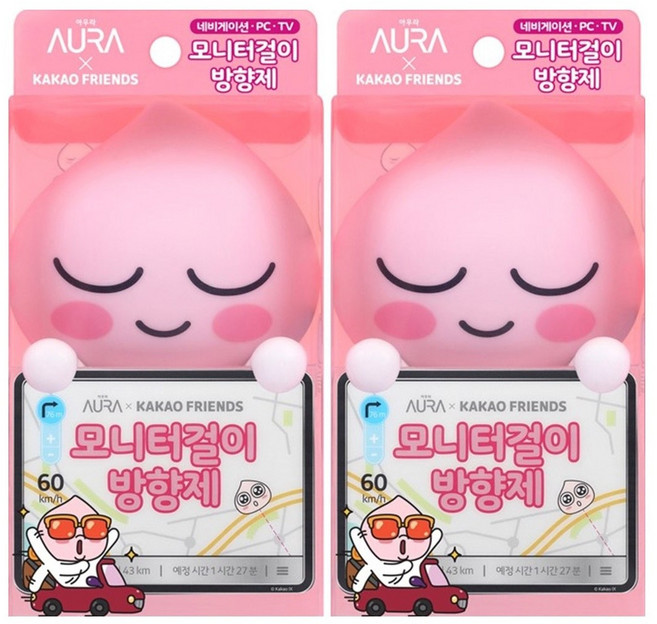 카카오 프렌즈 모니터 걸이형 방향제 2개 (어피치&어피치), 1개