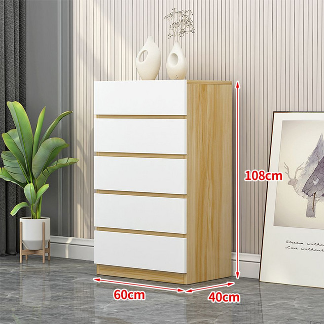 침실 서랍장다용도 원목 드레스룸 깊은 대형 우드 안방 옷 수납장, 조립, 5단 원목