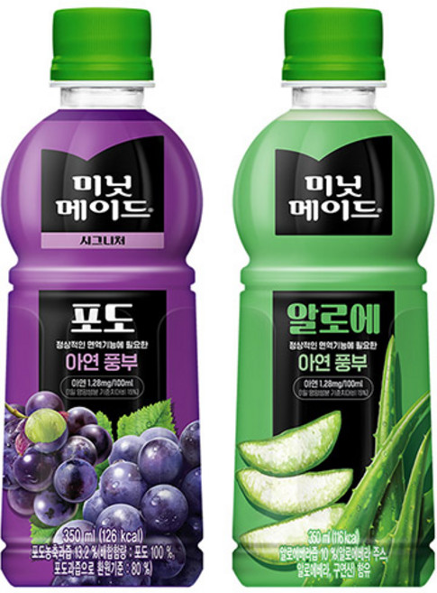 미닛메이드 2종세트 12+12 시그니처 포도 알로에 주스 350ml