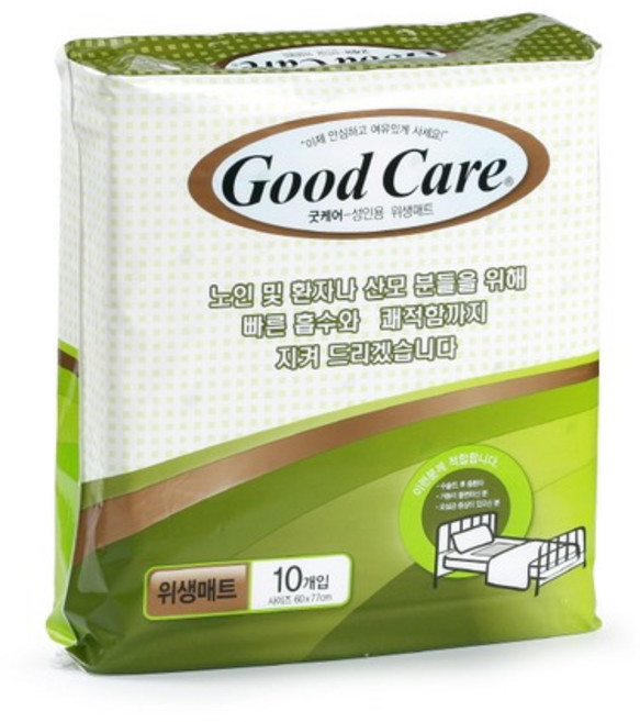 굿케어 안심위생 침대 깔개매트 고급형 1팩(10매)x6팩 노인 성인 요실금패드, 10개입, 6개