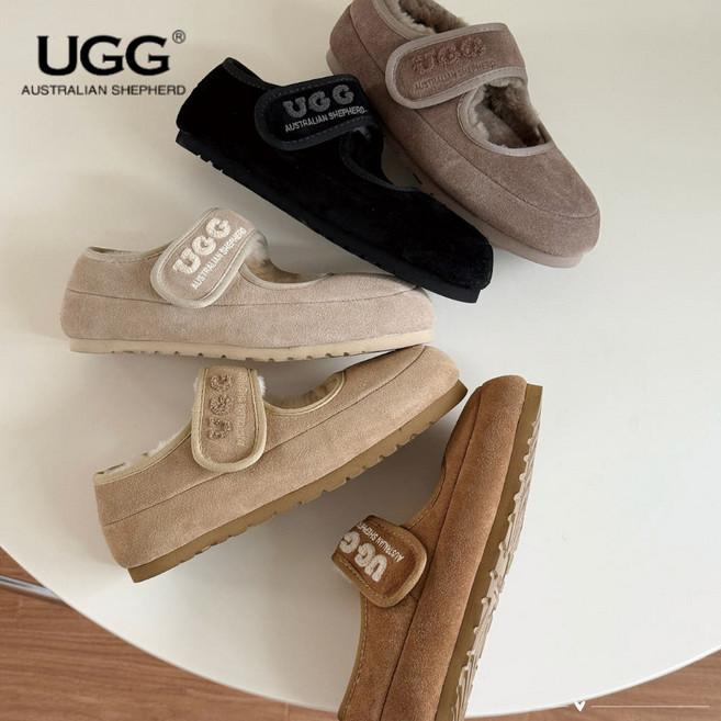 호주 에버어그 메리제인 어그 자수 로고 단화 발렛슈즈 플랫폼 AS7024