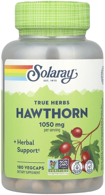 Solaray True Herbs 산사나무 1050mg 베지 캡슐 180정(캡슐 1정당 525mg), SolarayTrueHerbs산사나무1050mg베지캡슐, 1개, 180정 - 쿠팡