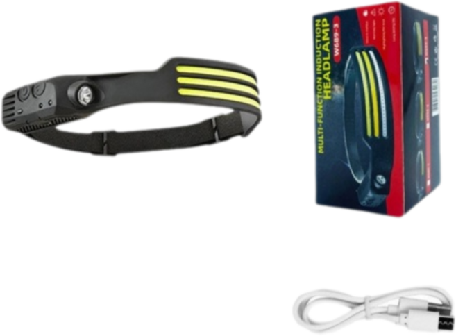 프렌드쉽 LED 충전식 헤드랜턴 모션센서 작업등 등산 조명등, 1개, 블랙 3줄