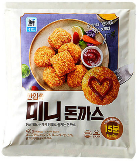 바이오푸드몰_사조대림 한입쏙 미니돈까스, 2개, 420g