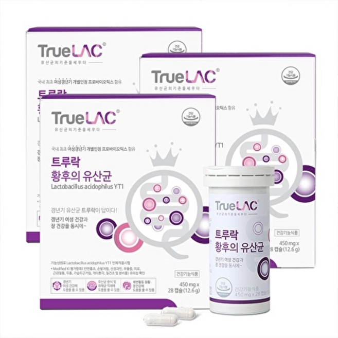 트루락(TrueLAC) 트루락 갱년기유산균 YT1 황후의 유산균, 28정, 3개